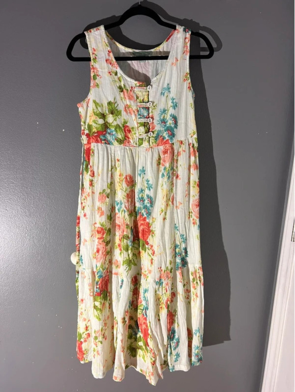 April Cornell White Watercolor Floral Sleeveless Maxi Dress XXS
